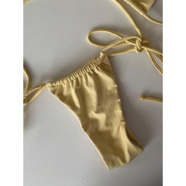 Calcinha Cortininha Amarração Amarelo Bebê