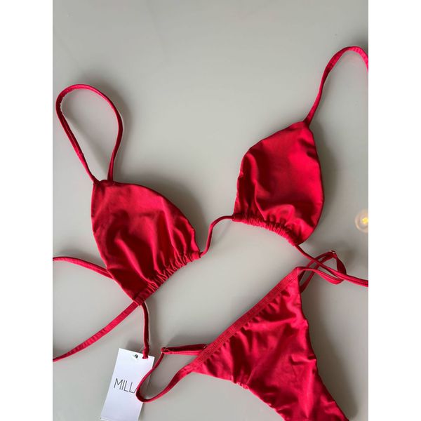 Parte de Cima Cortininha Básico Vermelho