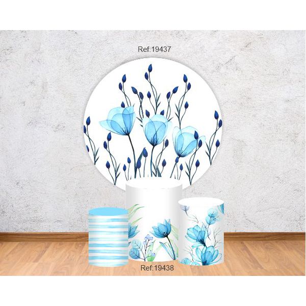 Kit Floral Painel 1,5 + 3 Cilindros Tecido Elástico