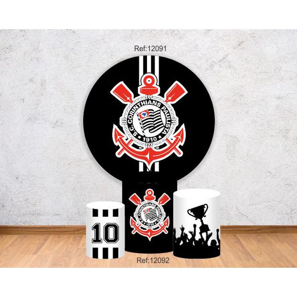 Projeto Corinthians Painel 1,50 + 3 Cilindros Tecido C/elástico