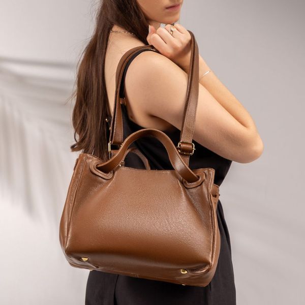 Bolsa Feminina Couro Legítimo Transversal Ombro Média Camel