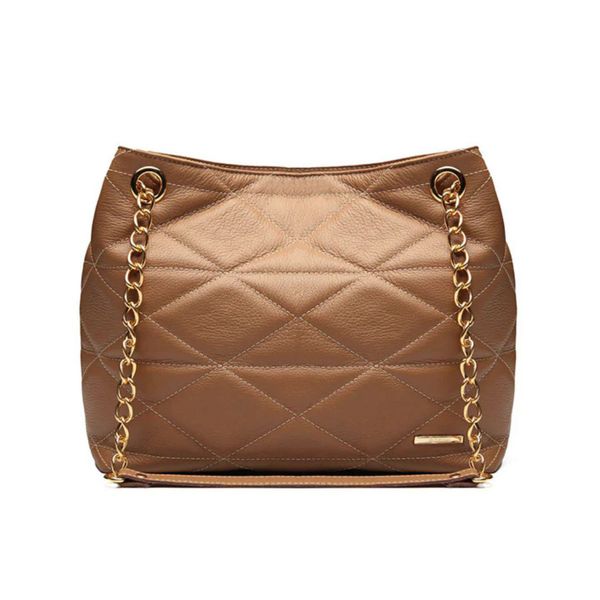 Bolsa Alça Corrente Matelassê Caramelo Couro Legítimo