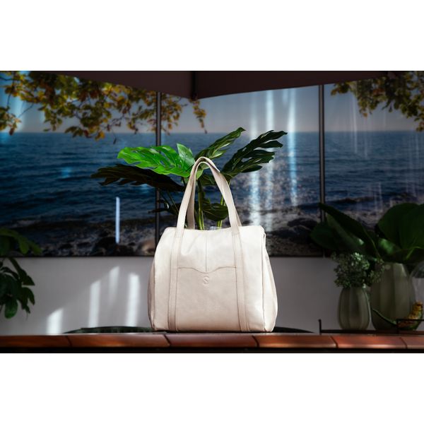 Bolsa Feminina Transversal Tiracolo Ombro Alça Removível e Regulável Tripla em Couro Legítimo - Marfim