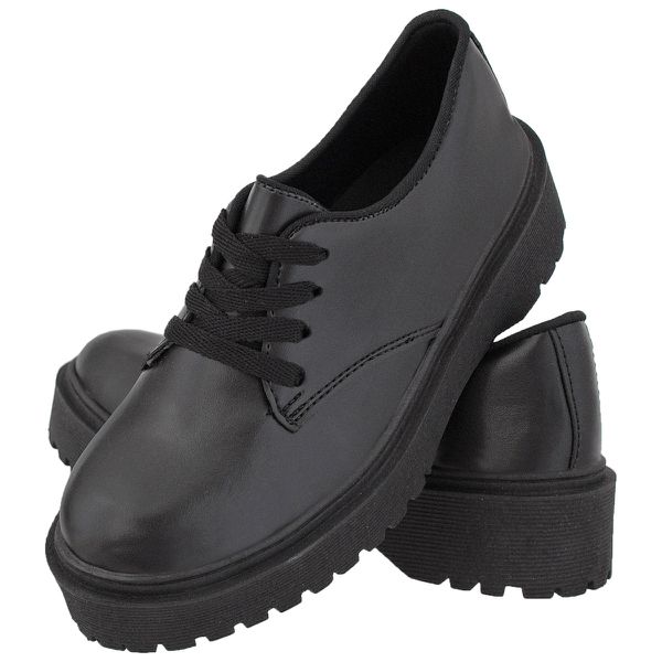 Oxford Feminino Salto Baixo Crshoes Fosco Preto