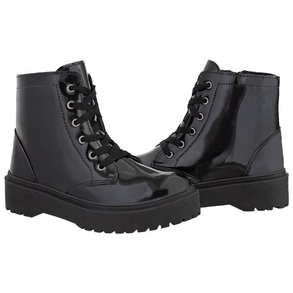 Coturno Feminino Cano Baixo Crshoes Verniz Preto 