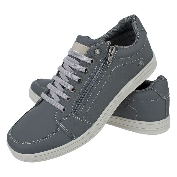 Sapatenis Masculino Casual CRshoes Couro Grafite