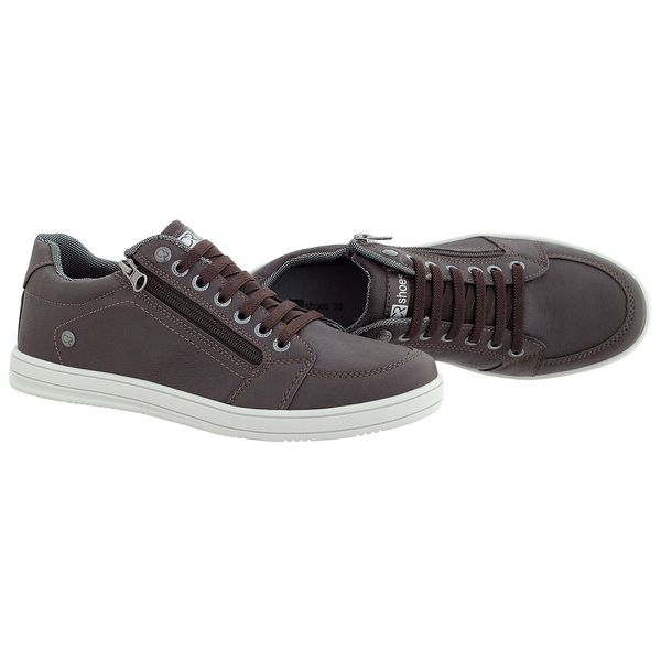 Sapatenis masculino casual CRshoes com ziper cafe