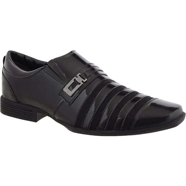 Sapato masculino social CRshoes verniz preto com brinde carteira