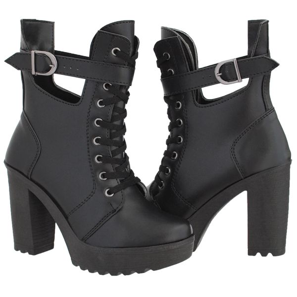 Coturno Feminino Tratorado Crshoes Preto Fosco Recorte Lateral