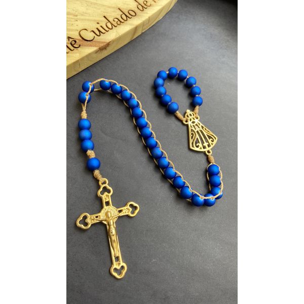 Rosario Azul Marinho - Nossa Senhora Dourada 