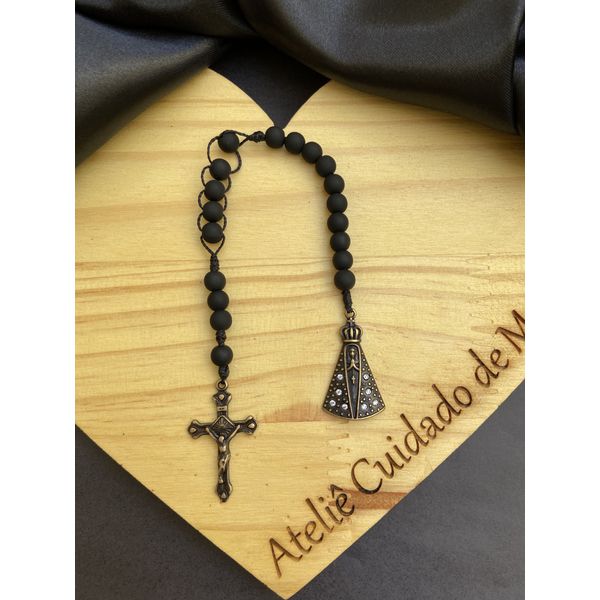 Terço Compacto - Nossa Senhora Cravejada - Preto