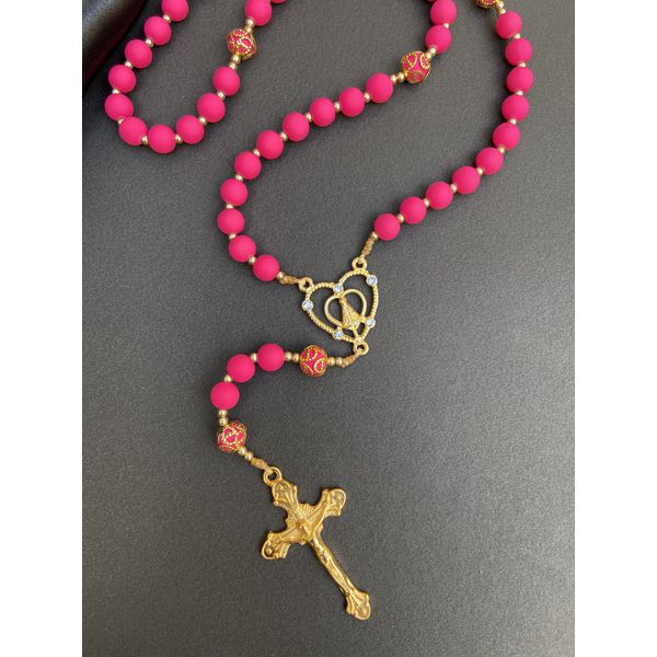 Terço Nossa Senhora - Coração de strass 