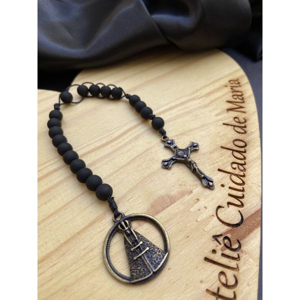 Terço compacto - Medalha Nossa Senhora - Ouro Velho Preto