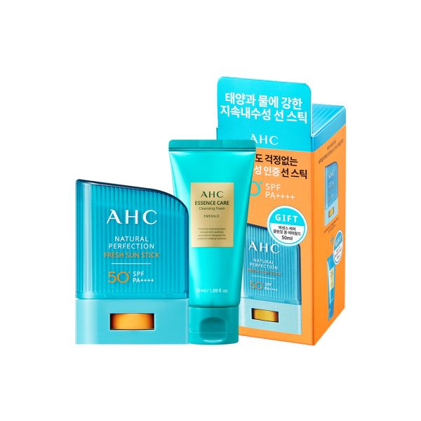 AHC Natural Perfection Double Shield Sun Stick + Emerald Cleansing Foam