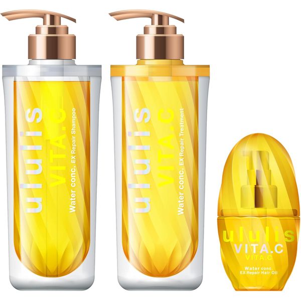 ULULIS VITA.C Damage Care EX Repair Triple Set Shampoo 340 ml + Treatment 335 g + Hair Oil 100 ml