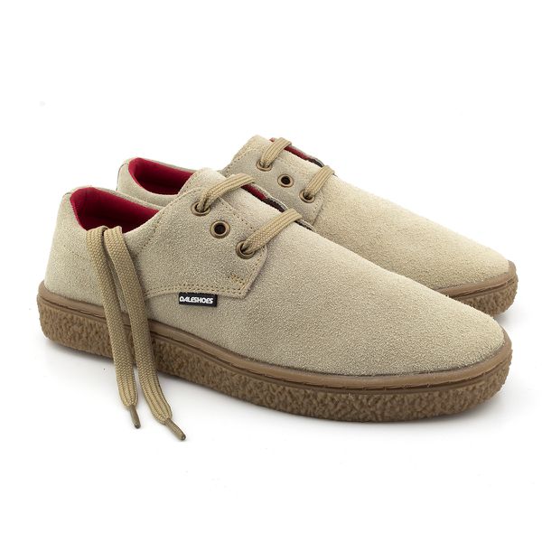 Sapato Safári Sport em couro taupe, solado em borracha e palmilha