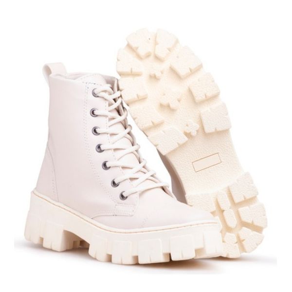 Coturno Tratorado Feminino Off White