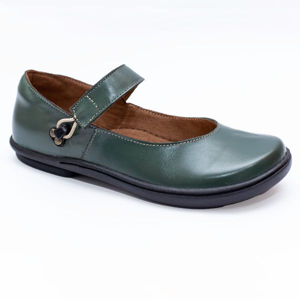 Sapatilha Sapato Boneca Feminino Fechado Em Couro Legitimo Verde