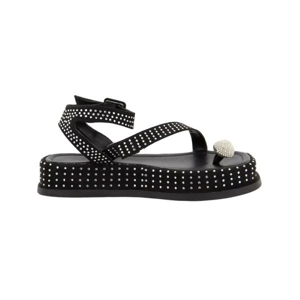 Sandalia Damers Feminina Flat Plataforma Strass DAMERS