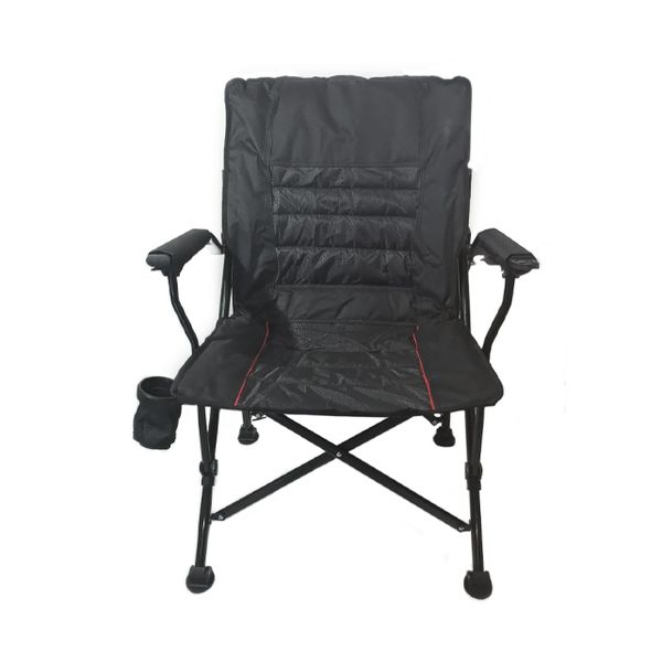 Cadeira de Acampamento Dobrável Portátil de Alumínio Leve Preta