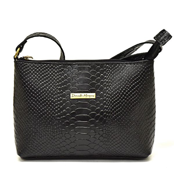 Bolsa Feminina Pequena transversal croco preta DM-22CR