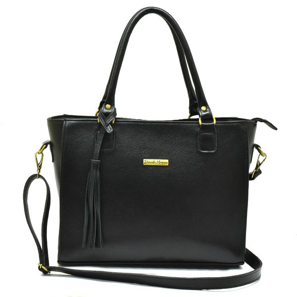 BOLSA GRANDE COURO LEGITIMO PRETA REF:DM-05