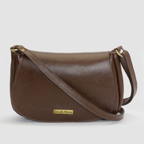 Bolsa media couro legitimo chocolate ref:DM-08