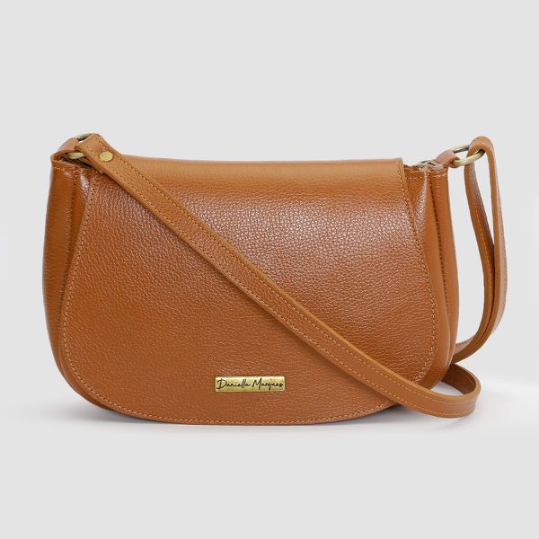 Bolsa media couro legitimo caramelo ref: DM-08