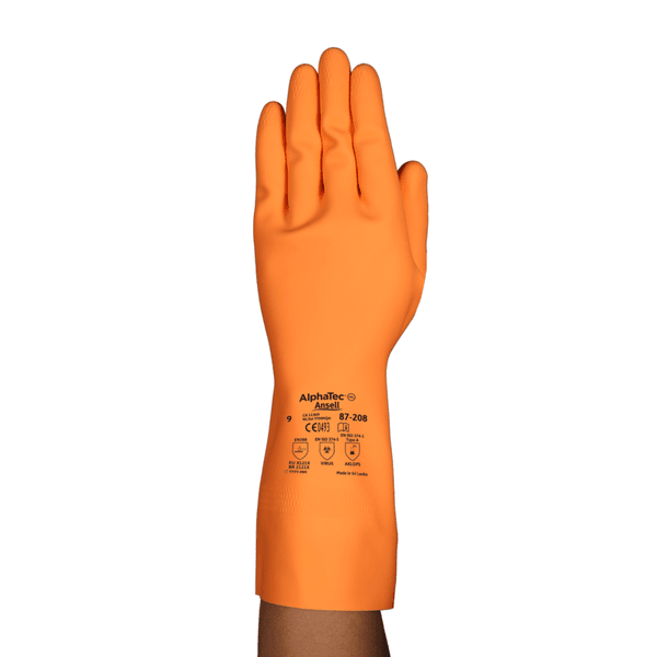 LUVA LATEX COM FORRO ALPHATEC 87-208 ORANGE HEAVY CA12869