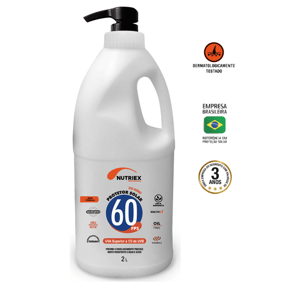Protetor Solar Nutriex FPS 60 2 Litros Profissional | Corporal, Toque Seco, Proteção UVA/UVB
