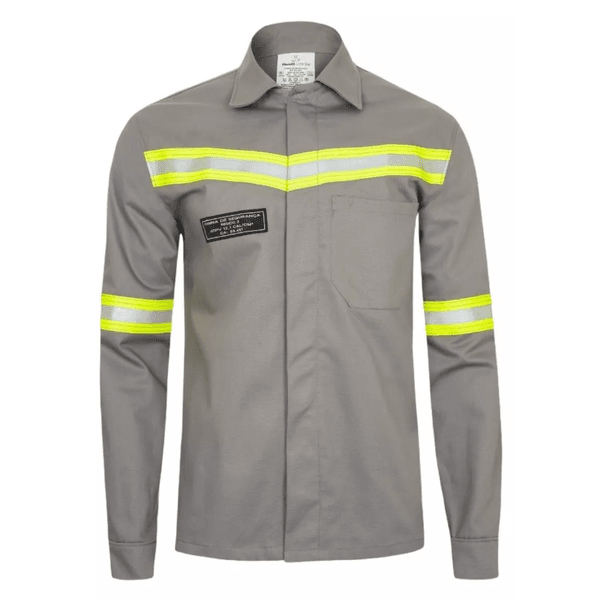 CAMISA NR10 ANTI-CHAMA C/REFLETIVO AM 1 BOLSO CINZA CA49500