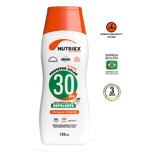 PROTETOR SOLAR FPS 30 1/3 UVA COM REPELENTE 120ML