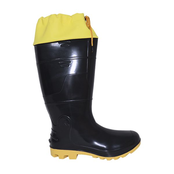 BOTA PVC COM POLAINA SAFETY BOOTS CANO ALTO PRETA/AMARELA CA42149