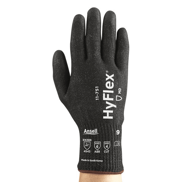 LUVA DE SEGURANÇA TRICOTADA EM PU RESISTENTE A CORTE HYFLEX 11-751 CA40009