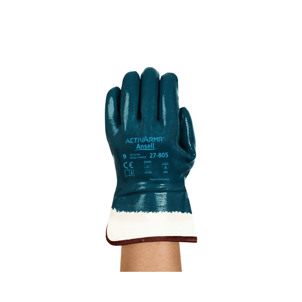 Luva Banhada em Nitrilo Palma Antiderrapante com Punho em Lona Hycron 27-805 CA 42760