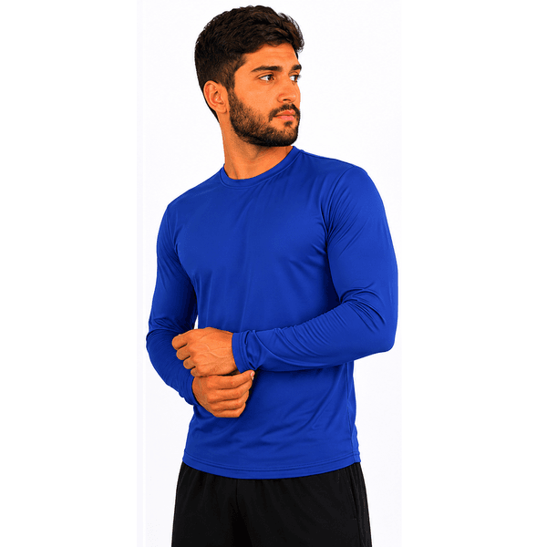 Camisa de Helanca Dry Fit com Proteção UV Comfort Azul Manga Longa CA47953
