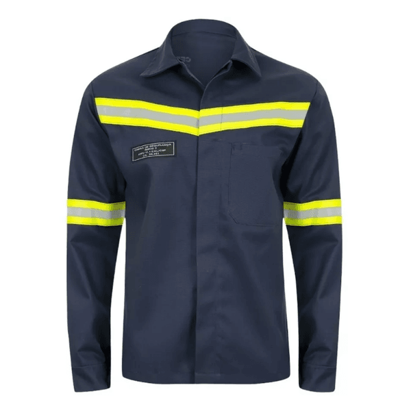CAMISA NR10 ANTI-CHAMA C/ REFLETIVO AM 1 BOLSO AZUL MARINHO CA49500