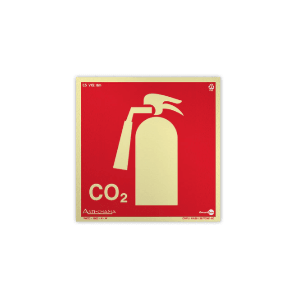 PLACA 20X20 PAF324 E5C EXTINTOR DE INCENDIO CO2