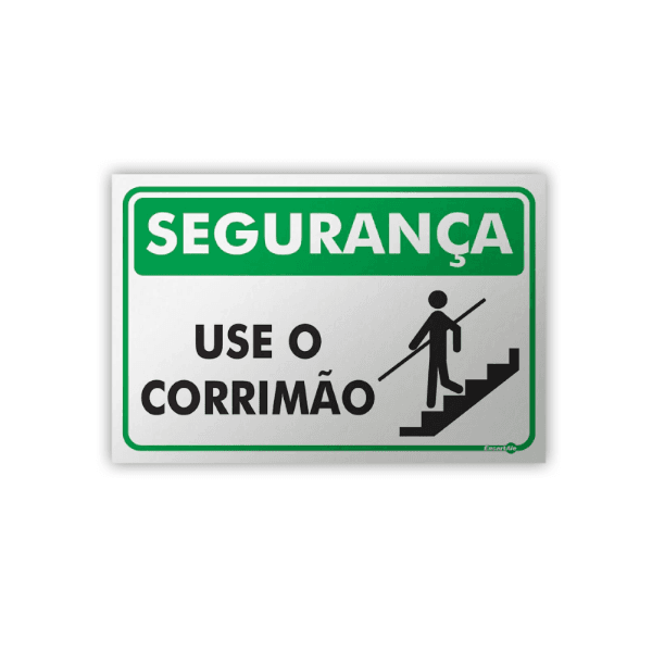 PLACA SINALIZAÇAO PR1026 USE O CORRIMAO