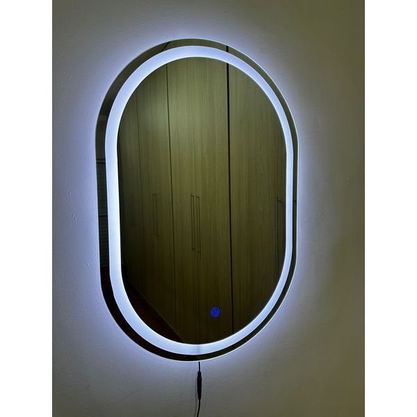 Espelho Oval 50x70 cm Lapidado com LED SEM FIO OU COM BATERIA 