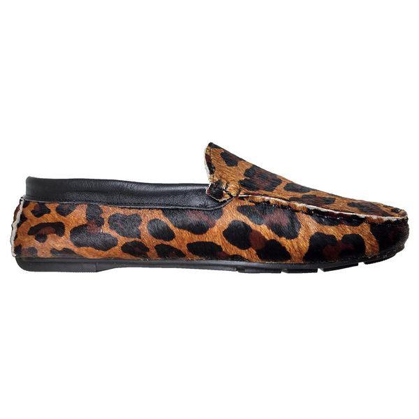 Mocassim Feminino Couro Legítimo Animal Print Leopardo