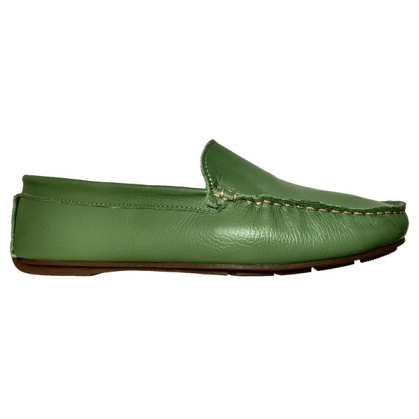 Mocassim Feminino em Couro Verde