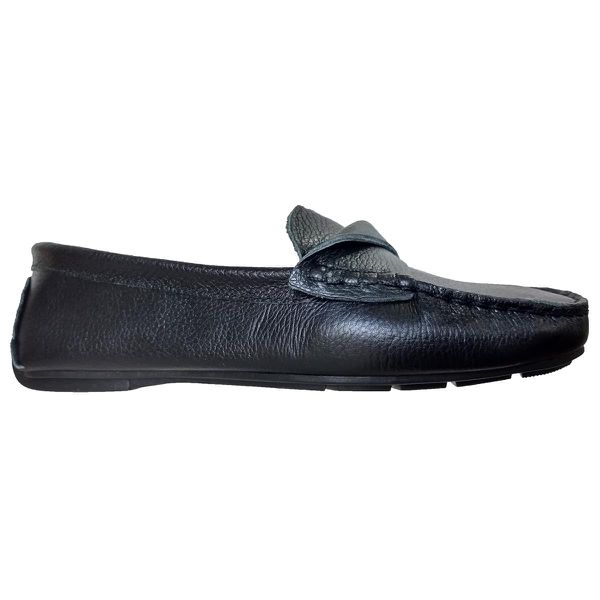 Sapato Mocassim Feminino Couro Legítimo Preto Pesponto