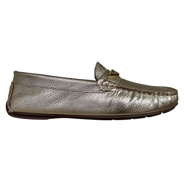Sapato Mocassim Feminino Couro Legítimo Ouro Branco