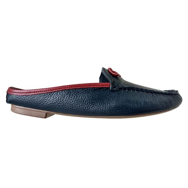 Mocassim Feminino em Couro Azul marinho