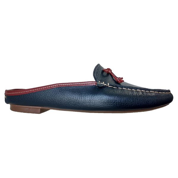 Mocassim Feminino em Couro Azul marinho