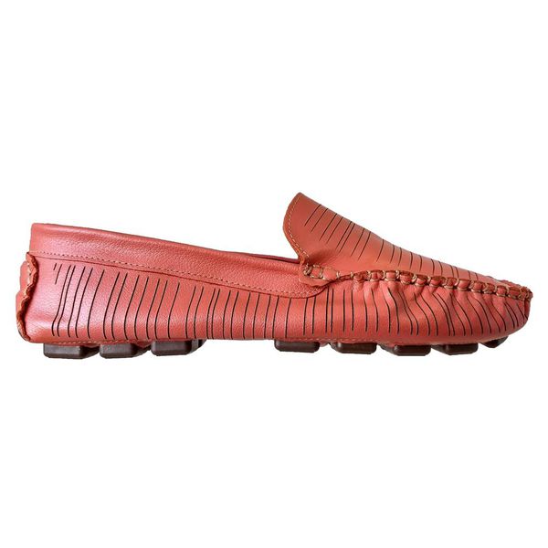 Mocassim Feminino em Couro Laranja