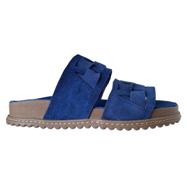 Sandália feminina papete couro bovino azul