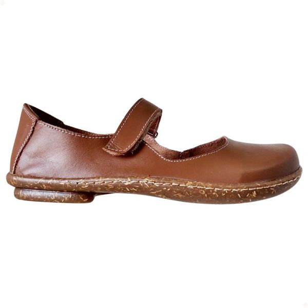 Sapatilha Feminina couro legítimo Caramelo velcro