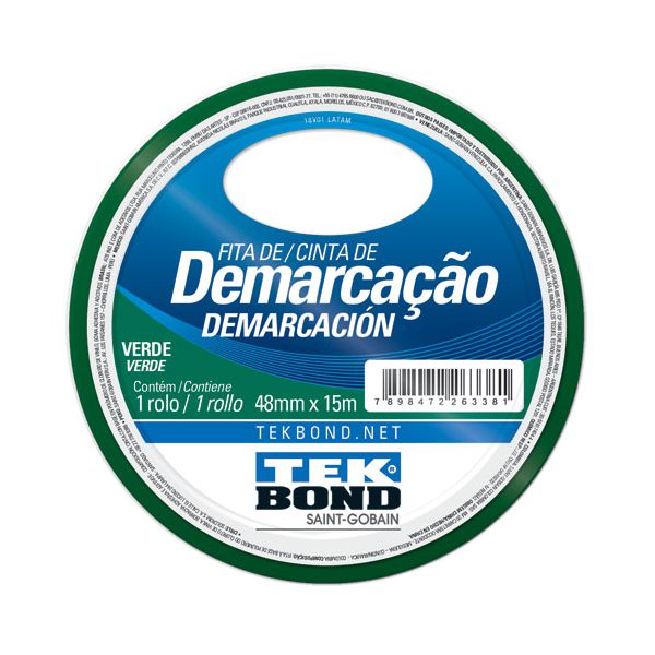 Fita Demarcação de Solo Vidro Verde 48mmX15m Tekbond